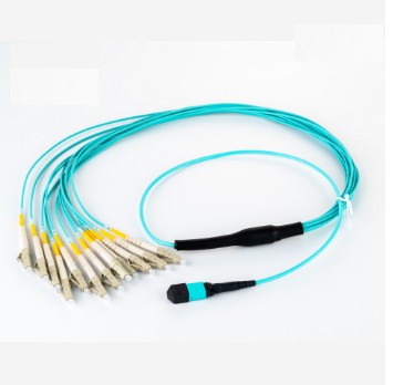 MPO-LC MPO Connector 8 Cord Fiber Optic Patch Cord Aqua