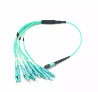 OM3 MPO - núcleo 12 do cabo de remendo 3.0mm da fibra ótica do LC