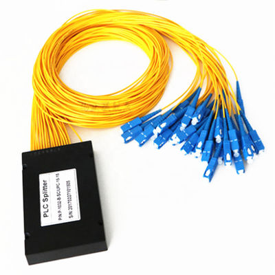 Cabo material do amarelo da fibra do diâmetro G657A1 do conector 3.0mm do SC do ABS do divisor da fibra ótica do PLC 1×32
